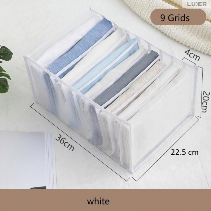 Cutie Tip Organizator de Haine si Lenjerie cu 7 Compartimente Luxer, Dimensiuni 36x14x12 cm, Alb, organizator haine bebelusi copii adulti pliabil ikea pepco dedeman jysk jumbo pentru calatorie bagaj sertar dulap dormitor emag leroy merlin luxer [8]
