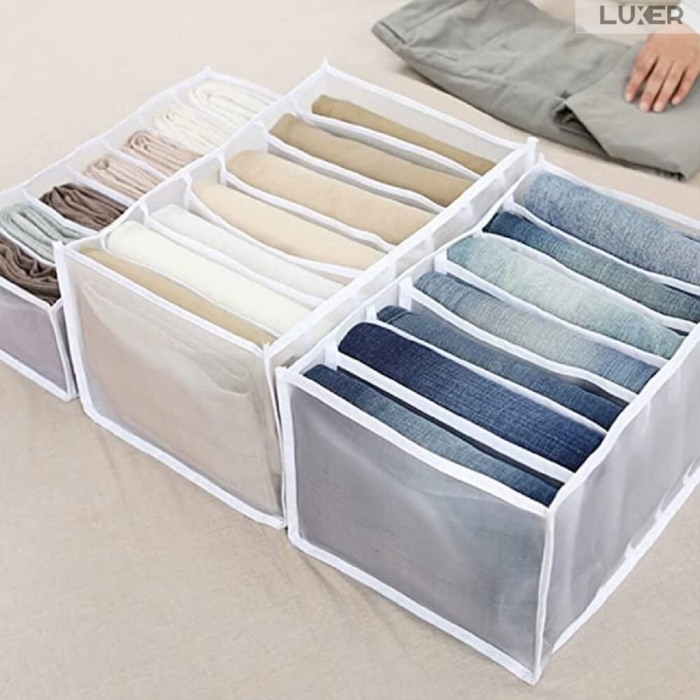 Cutie Tip Organizator de Haine si Lenjerie cu 7 Compartimente Luxer, Dimensiuni 36x14x12 cm, Alb, organizator haine bebelusi copii adulti pliabil ikea pepco dedeman jysk jumbo pentru calatorie bagaj sertar dulap dormitor emag leroy merlin luxer [9]