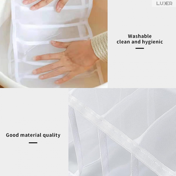 Cutie Tip Organizator de Haine si Lenjerie cu 7 Compartimente Luxer, Dimensiuni 36x14x12 cm, Alb, organizator haine bebelusi copii adulti pliabil ikea pepco dedeman jysk jumbo pentru calatorie bagaj sertar dulap dormitor emag leroy merlin luxer [6]