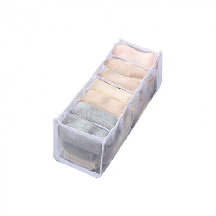Cutie Tip Organizator de Haine si Lenjerie cu 7 Compartimente Luxer, Dimensiuni 36x14x12 cm, Alb, organizator haine bebelusi copii adulti pliabil ikea pepco dedeman jysk jumbo pentru calatorie bagaj sertar dulap dormitor emag leroy merlin luxer [6]
