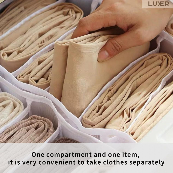 Cutie Tip Organizator de Haine si Lenjerie cu 7 Compartimente Luxer, Dimensiuni 36x14x12 cm, Alb, organizator haine bebelusi copii adulti pliabil ikea pepco dedeman jysk jumbo pentru calatorie bagaj sertar dulap dormitor emag leroy merlin luxer [6]