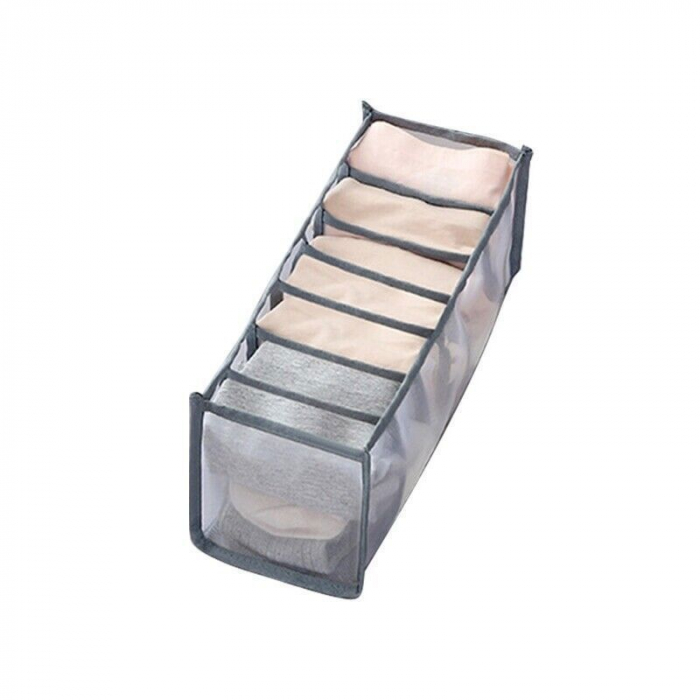 Cutie Tip Organizator de Haine si Lenjerie cu 7 Compartimente Luxer, Dimensiuni 36x14x12 cm, Gri, organizator haine bebelusi copii adulti pliabil ikea pepco dedeman jysk jumbo pentru calatorie bagaj sertar dulap dormitor emag leroy merlin luxer [8]