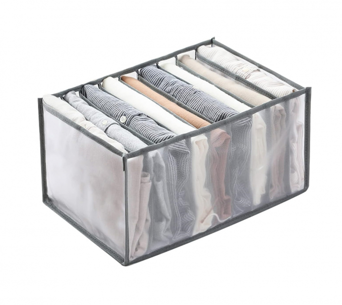 Cutie Tip Organizator de Haine si Lenjerie cu 7 Compartimente Luxer, Dimensiuni 36x14x12 cm, Gri, organizator haine bebelusi copii adulti pliabil ikea pepco dedeman jysk jumbo pentru calatorie bagaj sertar dulap dormitor emag leroy merlin luxer [6]