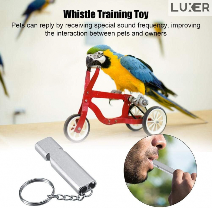 Fluier Dual din Aluminiu pentru Arbitrii, Drumetii, Activitati Fizice, Dresare animale, cu Inel pentru Chei, Tip Breloc, Lungime 6 cm, Negru, Argintiu, Auriu, Luxer pentru fluierat profesional decathlon luxer [2]