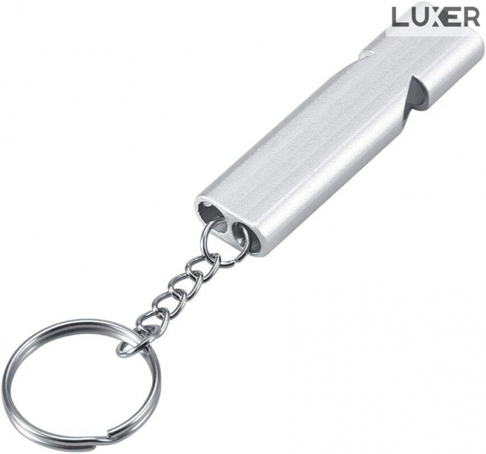 Fluier Dual din Aluminiu pentru Arbitrii, Drumetii, Activitati Fizice, Dresare animale, cu Inel pentru Chei, Tip Breloc, Lungime 6 cm, Negru, Argintiu, Auriu, Luxer pentru fluierat profesional decathlon luxer [10]