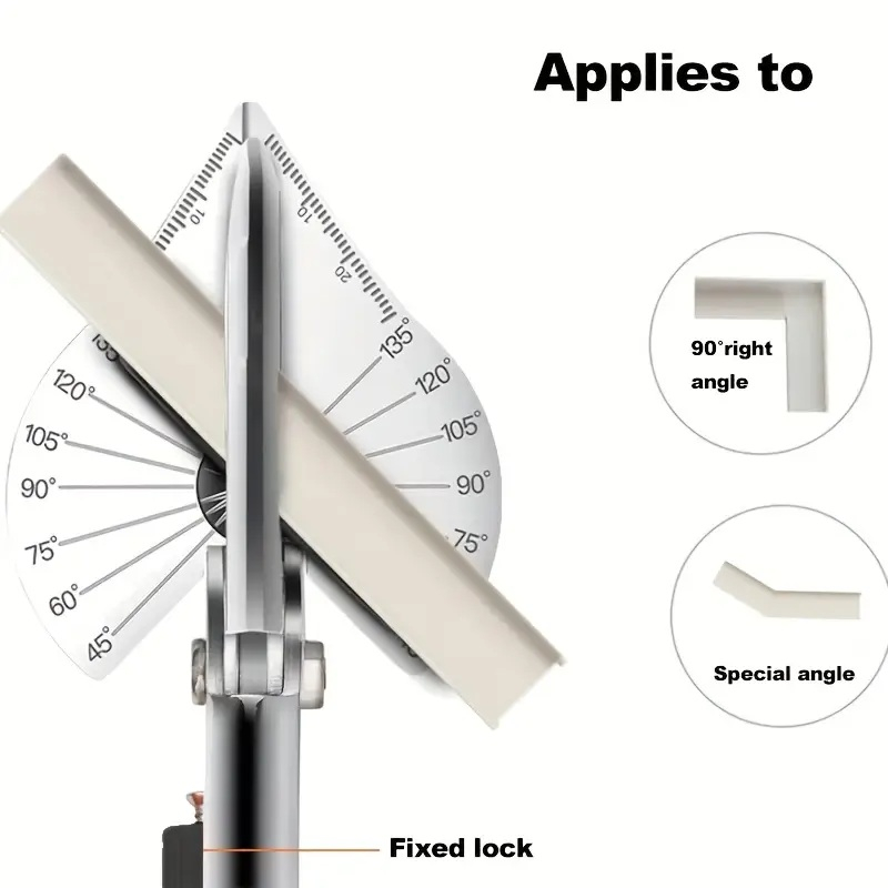 Foarfecă din oțel inoxidabil Luxer cu unghi reglabil 45°–135°, pentru tăiere plinte, PVC și lemn moale, include 2 lame de rezervă și mâner ergonomic antiderapant. [4]