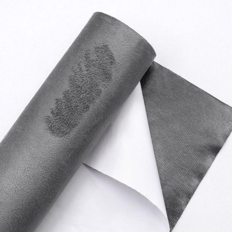 Folie autoadezivă Luxer din piele întoarsă sintetică tip Alcantara, culoare gri, pentru interior auto, mobilă și decor DIY, textură catifelată mată, dimensiuni 150x40 cm. [6]