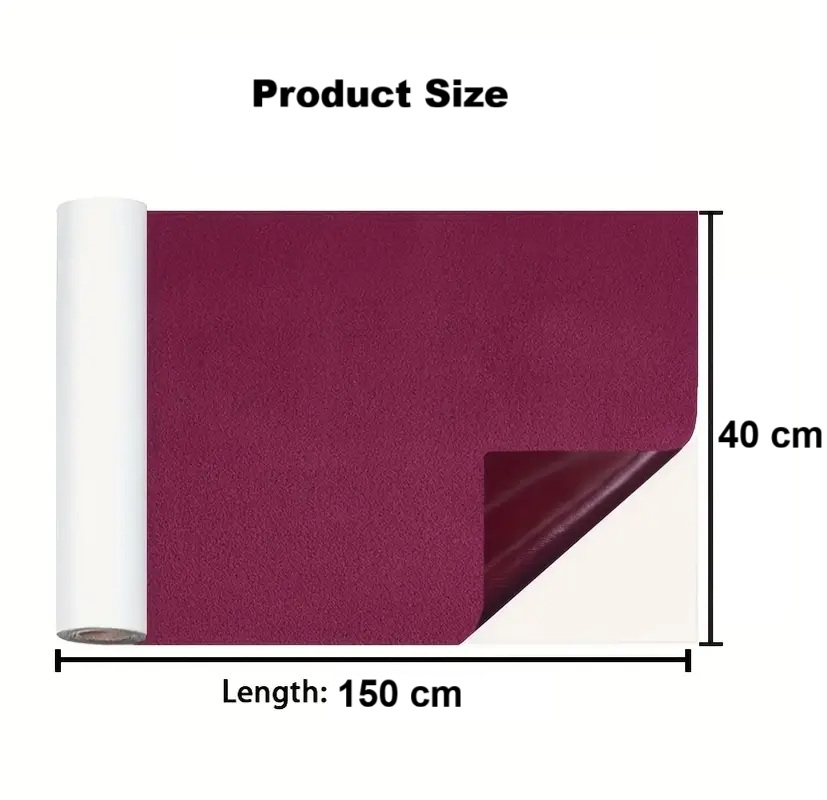 Folie autoadezivă Luxer din piele întoarsă sintetică tip Alcantara, culoare visiniu, pentru interior auto, mobilă și decor DIY, textură catifelată mată, dimensiuni 150x40 cm. [6]