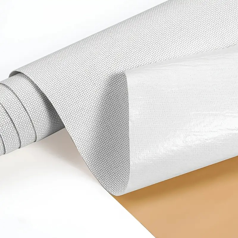 Folie autoadezivă textilă Luxer White, dimensiune 145x50 cm, pentru decor mobilier, reparații canapea și proiecte DIY, material moale cu aspect de țesătură modernă. [3]