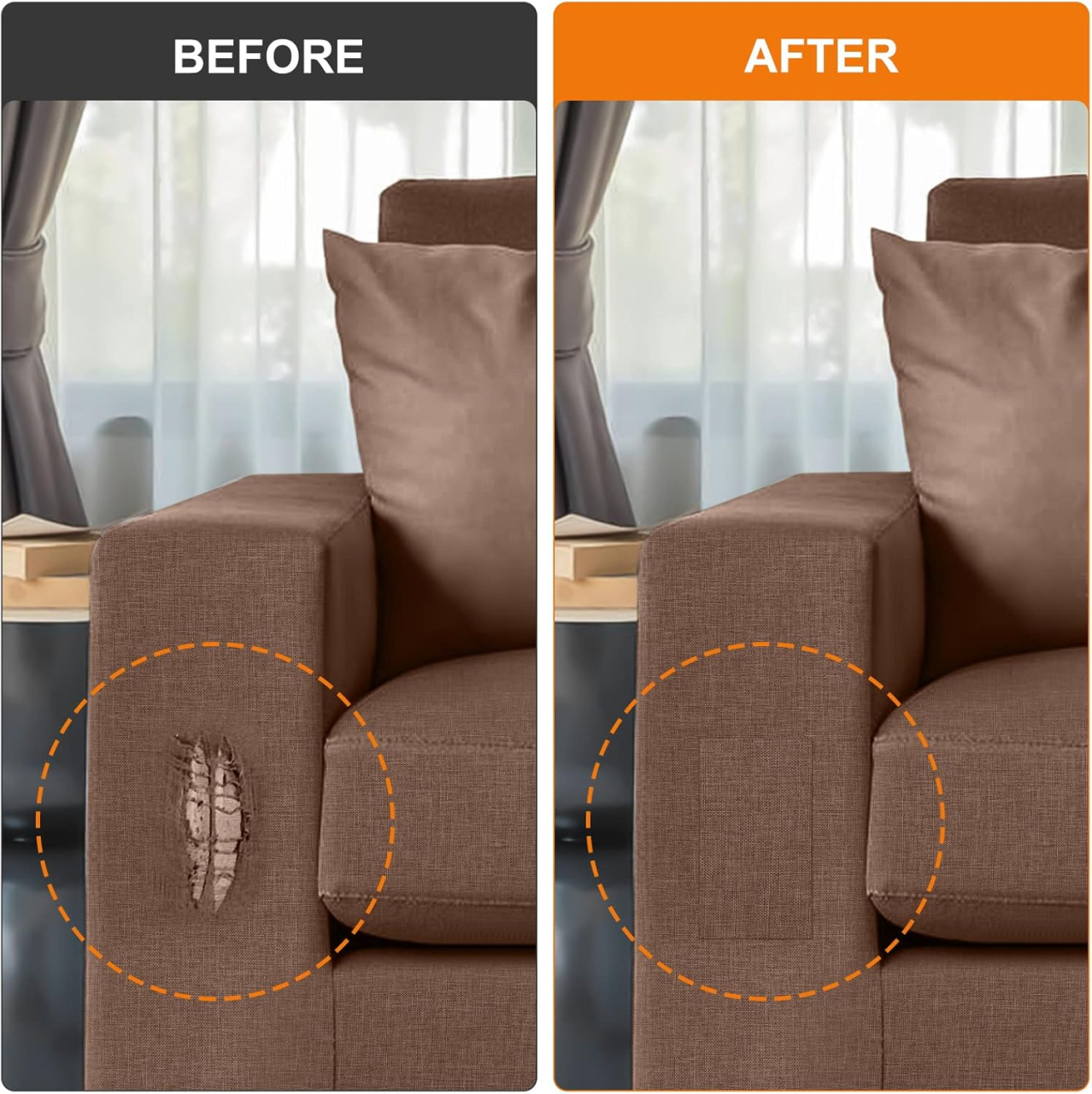 Folie autoadezivă textilă Luxer Brown, dimensiune 145x50 cm, pentru decor mobilier, reparații canapea și proiecte DIY, material moale cu aspect de țesătură modernă. [5]