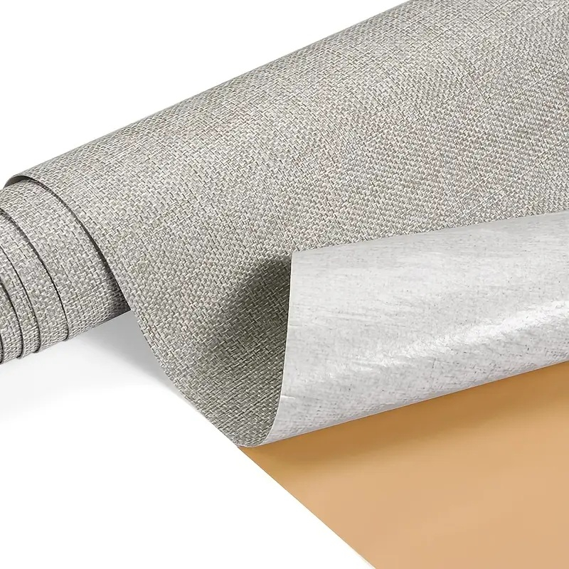 Folie autoadezivă textilă Luxer Light Grey, dimensiune 145x50 cm, pentru decor mobilier, reparații canapea și proiecte DIY, material moale cu aspect de țesătură modernă. [3]