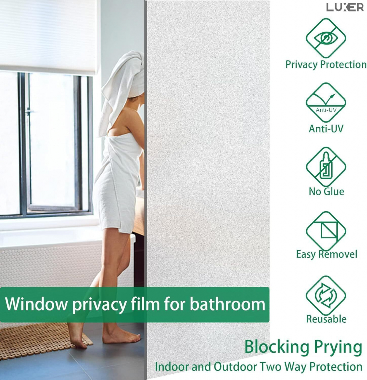 Folie Autoadeziva Mata Privacy pentru Geamuri si Ferestre cu Protectie UV, Design Modern si Intimitate, Reutilizabila, 60 x 200 cm, Luxer, Folie Pentru Geamuri Termopan Autocolant pentru Intimitate [3]