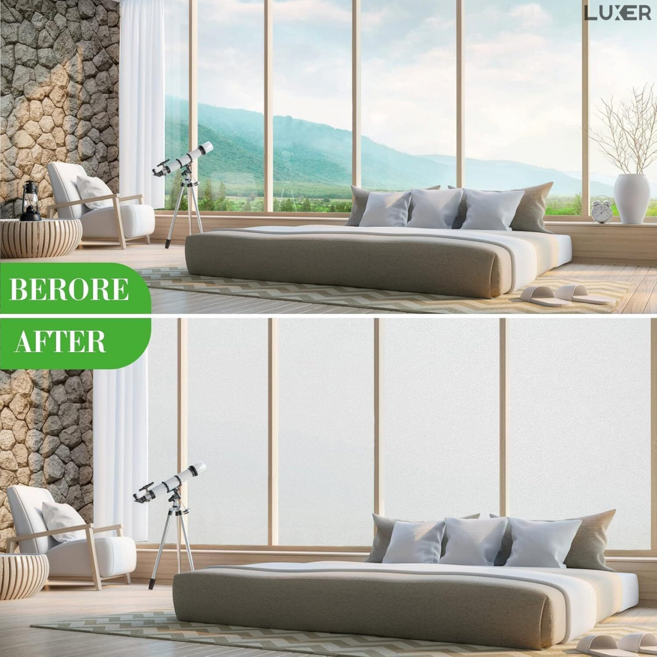Folie Autoadeziva Mata Privacy pentru Geamuri si Ferestre cu Protectie UV, Design Modern si Intimitate, Reutilizabila, 60 x 200 cm, Luxer, Folie Pentru Geamuri Termopan Autocolant pentru Intimitate [4]