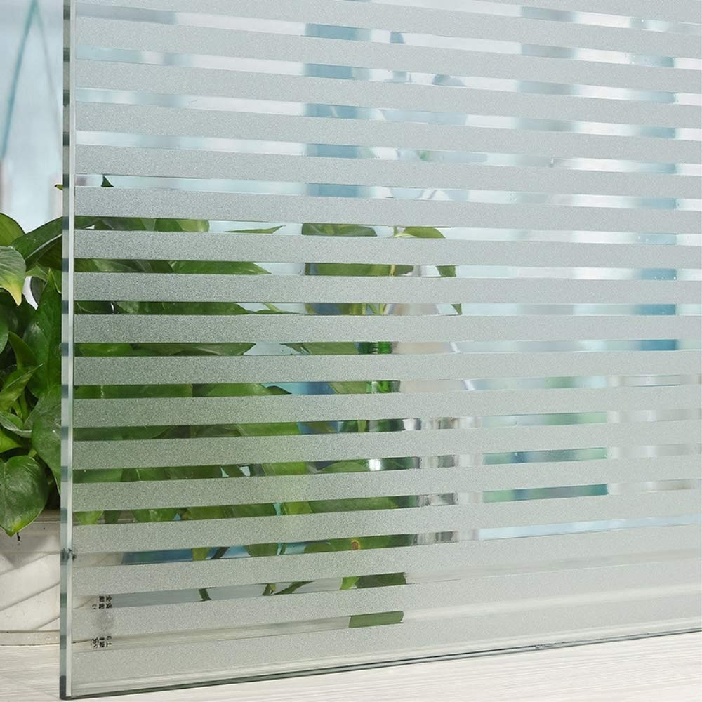 Folie Decorativa Semi-Privacy Pentru Geamuri - Home&Office, Protectie UV, Model Dungi 1x2 cm, Dimensiuni 200x60 cm, Luxer [11]