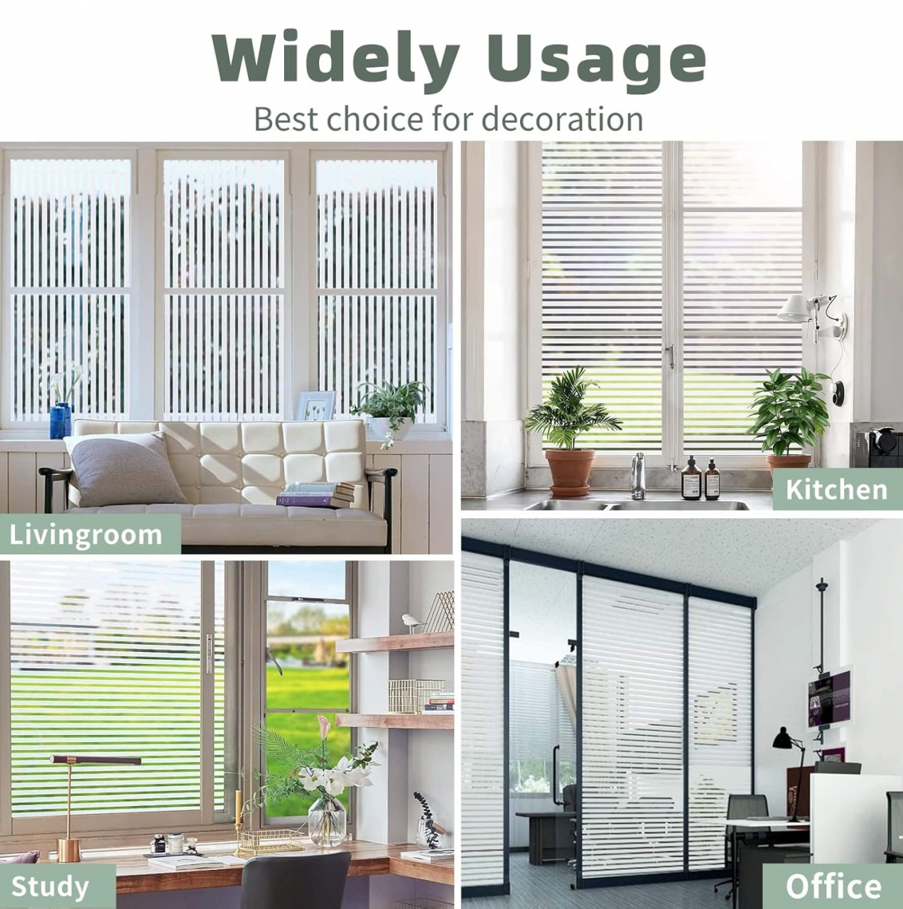 Folie Decorativa Semi-Privacy Pentru Geamuri - Home&Office, Protectie UV, Model Dungi 1x2 cm, Dimensiuni 200x60 cm, Luxer [5]