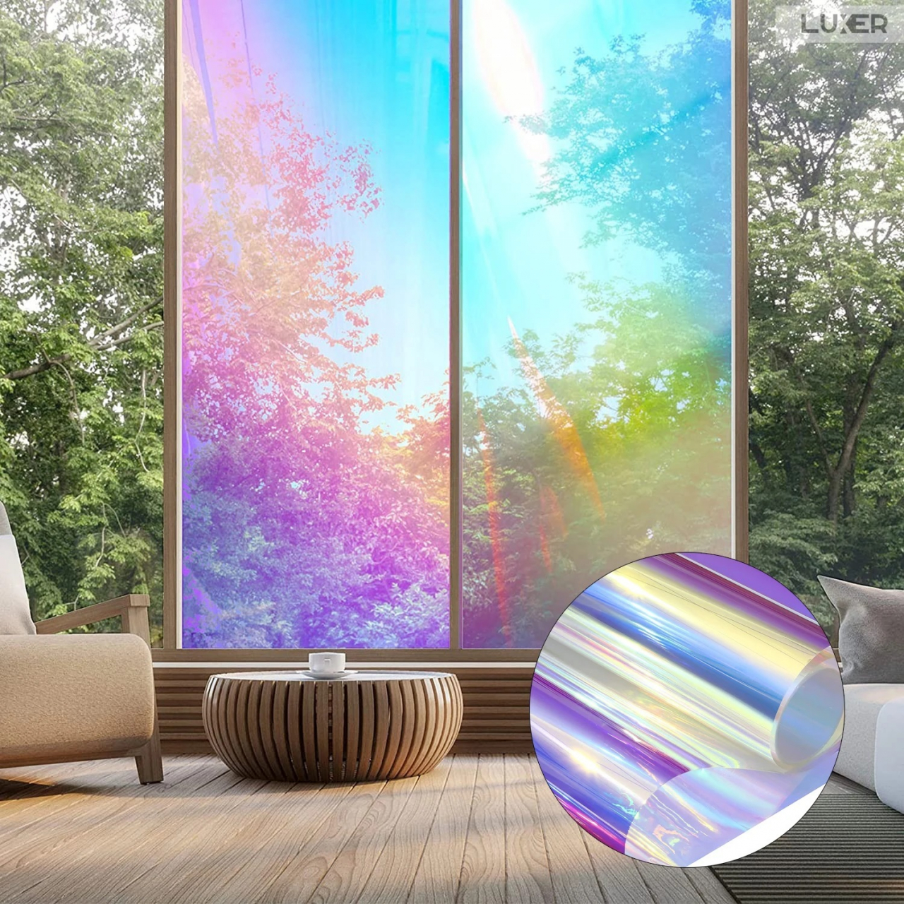 Folie Autoadeziva  pentru Geamuri Termopan, Tip Oglinda, Protectie Solara UV, Efect Privacy, One Way Mirror Window Film, Autocolanta, Pentru Casa/Cladiri, Model Holografic, Dimensiuni 200 x 60 cm, Blue Chameleon, Folie Geam sa nu se vada din exterior, sa nu se vada in casa, autocolant geam termopan leroy merlin dedeman, protectie solara ferestre luxer [3]