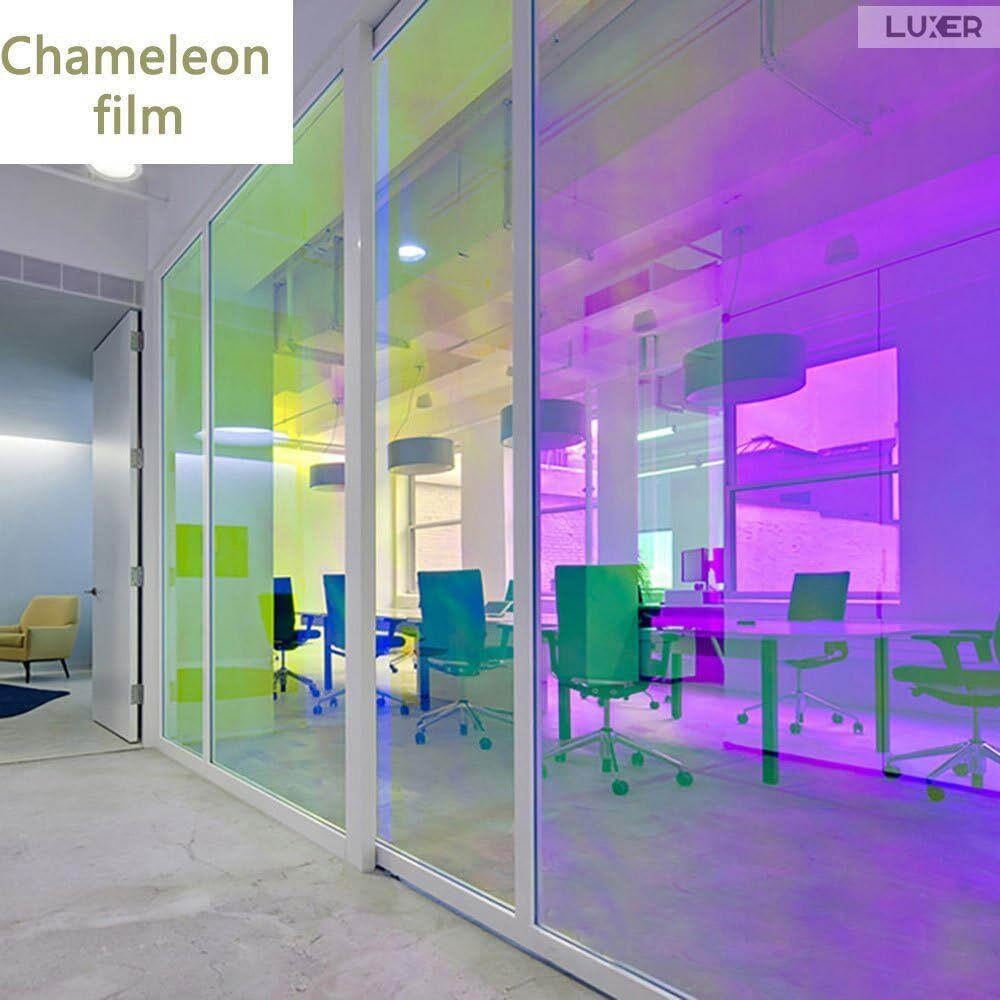 Folie Autoadeziva  pentru Geamuri Termopan, Tip Oglinda, Protectie Solara UV, Efect Privacy, One Way Mirror Window Film, Autocolanta, Pentru Casa/Cladiri, Model Holografic, Dimensiuni 200 x 60 cm, Blue Chameleon, Folie Geam sa nu se vada din exterior, sa nu se vada in casa, autocolant geam termopan leroy merlin dedeman, protectie solara ferestre luxer [4]