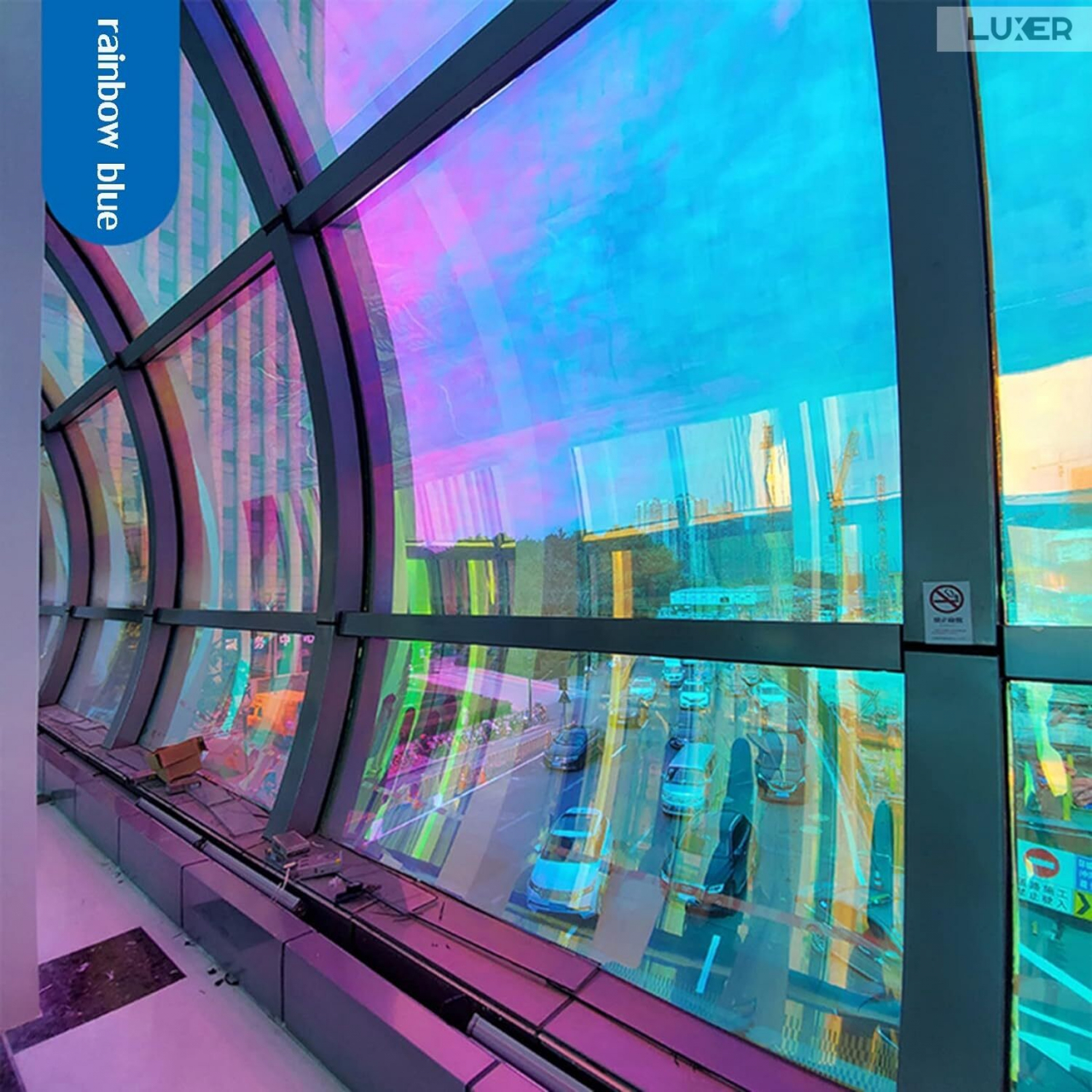 Folie Autoadeziva  pentru Geamuri Termopan, Tip Oglinda, Protectie Solara UV, Efect Privacy, One Way Mirror Window Film, Autocolanta, Pentru Casa/Cladiri, Model Holografic, Dimensiuni 200 x 60 cm, Blue Chameleon, Folie Geam sa nu se vada din exterior, sa nu se vada in casa, autocolant geam termopan leroy merlin dedeman, protectie solara ferestre luxer [7]