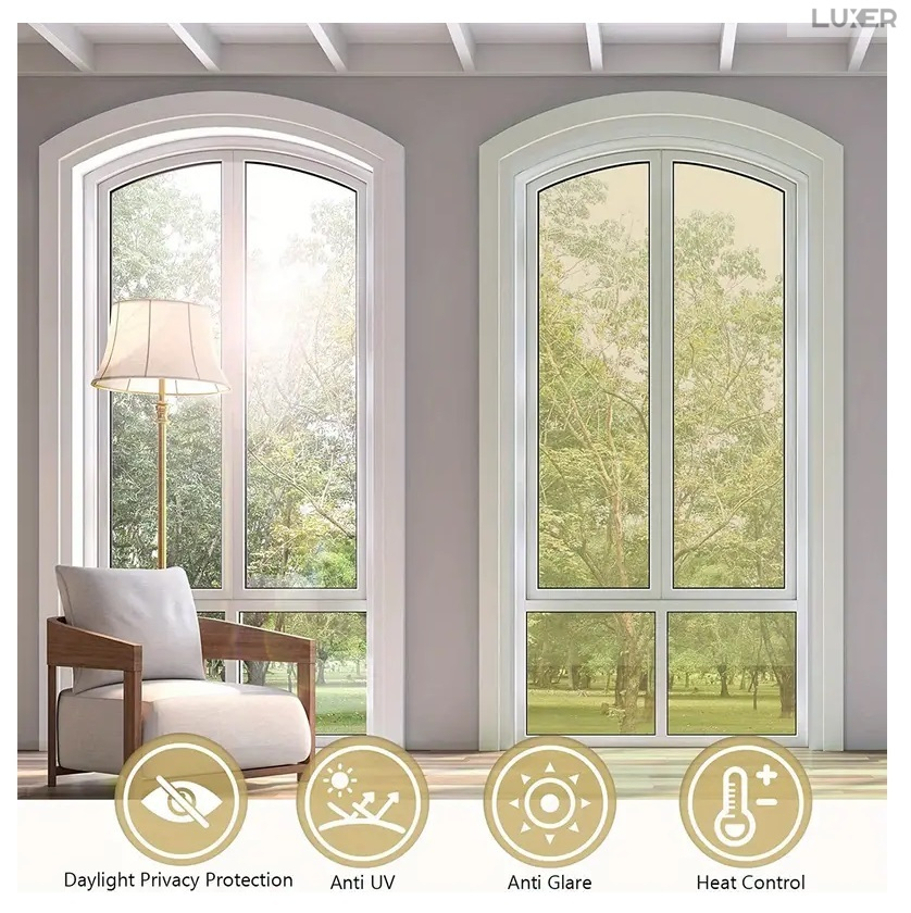 Folie Autoadeziva  pentru Geamuri Termopan, Tip Oglinda, Protectie Solara UV, Efect Privacy, One Way Mirror Window Film, Autocolanta, Pentru Casa/Cladiri, Dimensiuni 200 x 60 cm, Auriu, Folie Geam sa nu se vada din exterior, sa nu se vada in casa, autocolant geam termopan leroy merlin dedeman, protectie solara ferestre luxer [3]