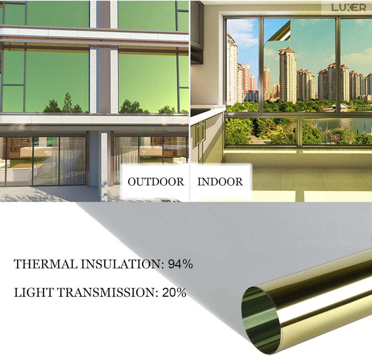 Folie Autoadeziva  pentru Geamuri Termopan, Tip Oglinda, Protectie Solara UV, Efect Privacy, One Way Mirror Window Film, Autocolanta, Pentru Casa/Cladiri, Dimensiuni 200 x 60 cm, Auriu, Folie Geam sa nu se vada din exterior, sa nu se vada in casa, autocolant geam termopan leroy merlin dedeman, protectie solara ferestre luxer [4]
