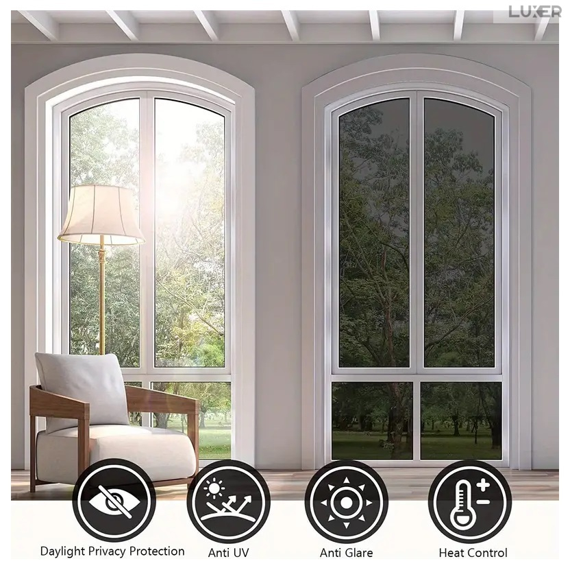 Folie Autoadeziva  pentru Geamuri Termopan, Tip Oglinda, Protectie Solara UV, Efect Privacy, One Way Mirror Window Film, Autocolanta, Pentru Casa/Cladiri, Dimensiuni 200 x 60 cm, Neagra, Folie Fumurie Geam sa nu se vada din exterior, sa nu se vada in casa, autocolant geam termopan leroy merlin dedeman, protectie solara ferestre luxer [9]