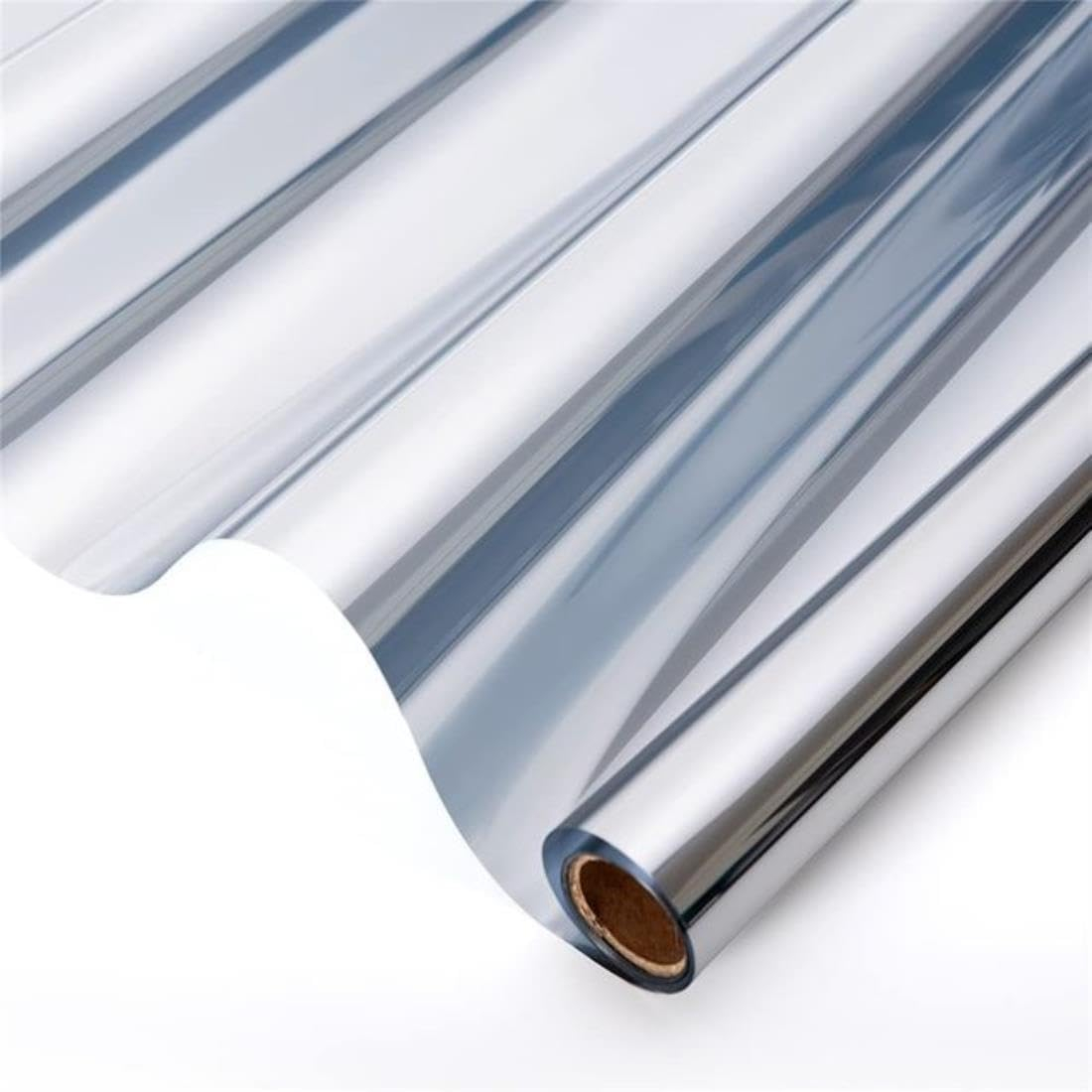 Folie Autoadeziva  pentru Geamuri Termopan, Tip Oglinda, Protectie Solara UV, Efect Privacy, One Way Mirror Window Film, Autocolanta, Pentru Casa/Cladiri, Dimensiuni 200 x 60 cm, Argintiu, Silver, Folie Geam sa nu se vada din exterior, sa nu se vada in casa, autocolant geam termopan leroy merlin dedeman, protectie solara ferestre luxer [2]