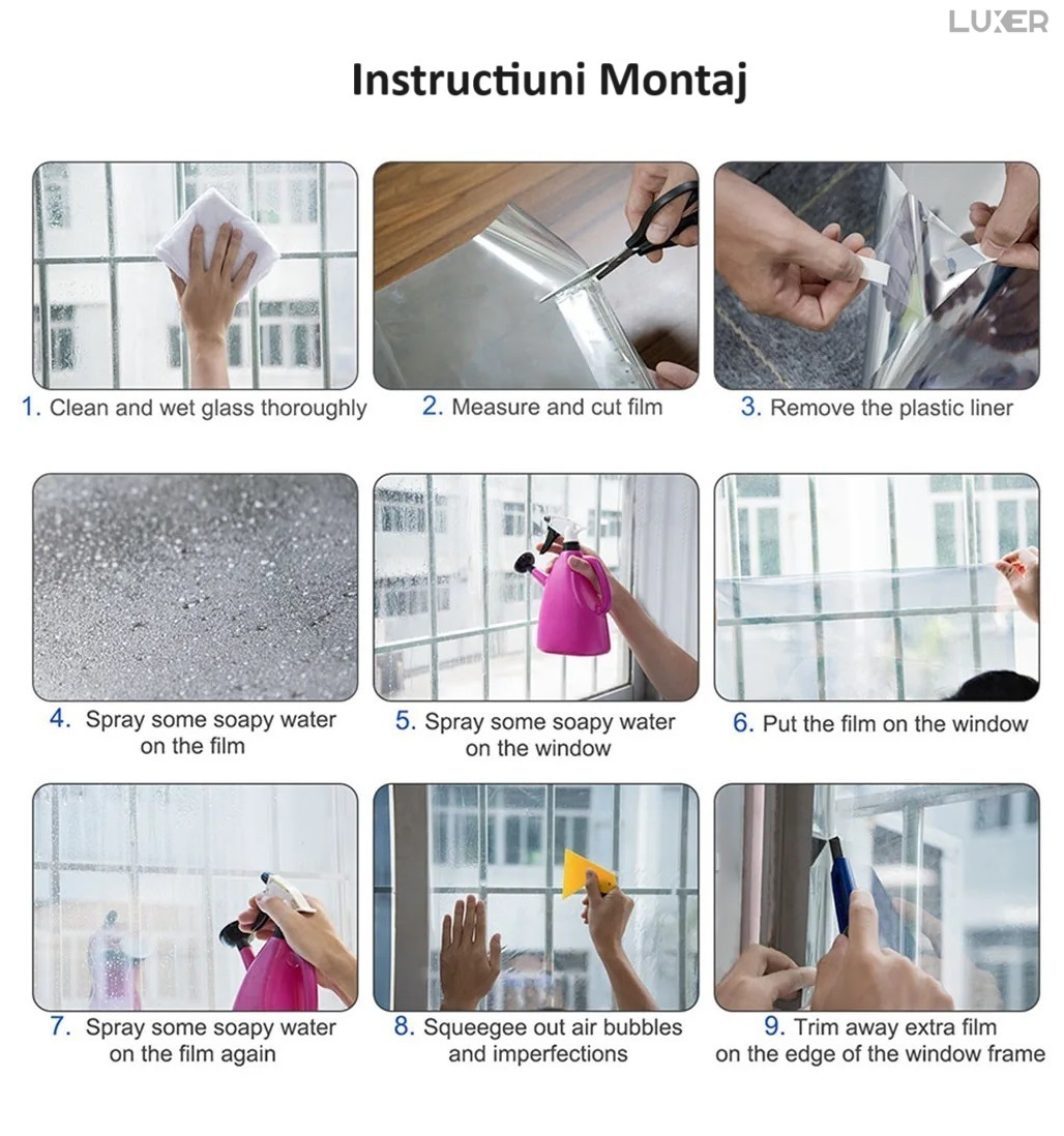 Folie Autoadeziva  pentru Geamuri Termopan, Tip Oglinda, Protectie Solara UV, Efect Privacy, One Way Mirror Window Film, Autocolanta, Pentru Casa/Cladiri, Dimensiuni 200 x 60 cm, Neagra, Folie Fumurie Geam sa nu se vada din exterior, sa nu se vada in casa, autocolant geam termopan leroy merlin dedeman, protectie solara ferestre luxer [15]