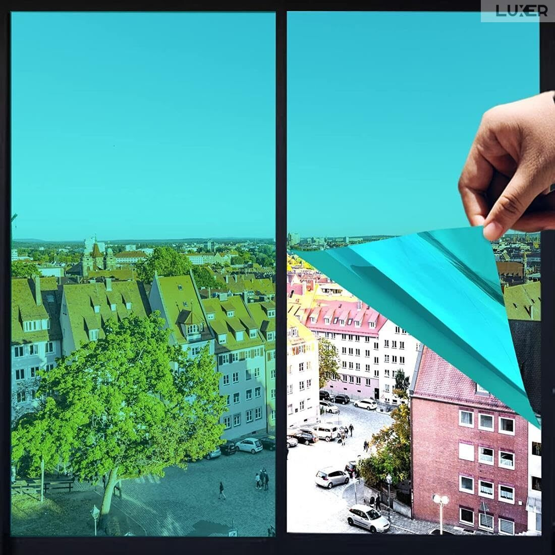 Folie Autoadeziva  pentru Geamuri Termopan, Tip Oglinda, Protectie Solara UV, Efect Privacy, One Way Mirror Window Film, Autocolanta, Pentru Casa/Cladiri, Dimensiuni 200 x 60 cm, Verde, Folie Geam sa nu se vada din exterior, sa nu se vada in casa, autocolant geam termopan leroy merlin dedeman, protectie solara ferestre luxer [4]
