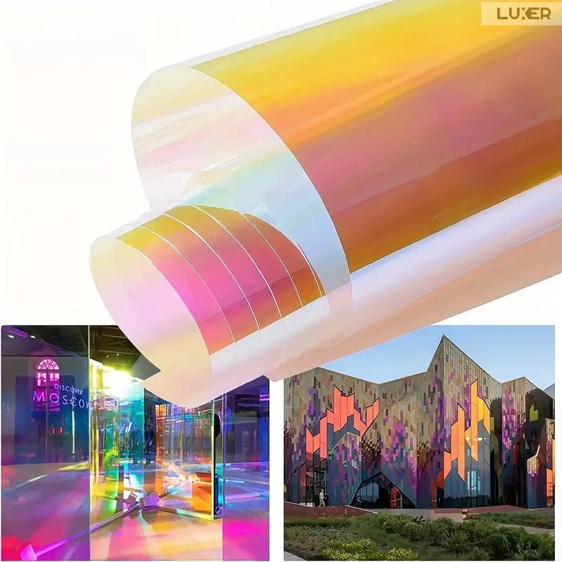 Folie Autoadeziva  pentru Geamuri Termopan, Tip Oglinda, Protectie Solara UV, Efect Privacy, One Way Mirror Window Film, Autocolanta, Pentru Casa/Cladiri, Model Holografic, Dimensiuni 200 x 60 cm, Red, Folie Geam sa nu se vada din exterior, sa nu se vada in casa, autocolant geam termopan leroy merlin dedeman, protectie solara ferestre luxer [10]