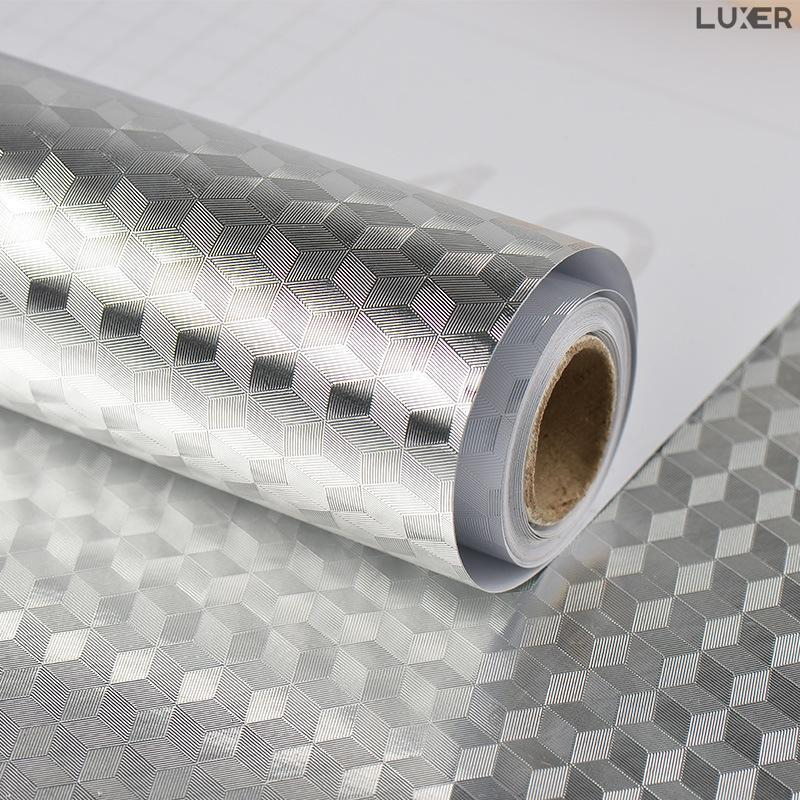 Folie Autoadeziva Pentru Protectie Mobila de Bucatarie Luxer, Model Romburi 3D, Silver, 200x40cm, folie adeziva mobilier bucatarie gradina dedeman leroy merlin brico depot hornbach mathaus pentru masa geam ieftina luxer [8]