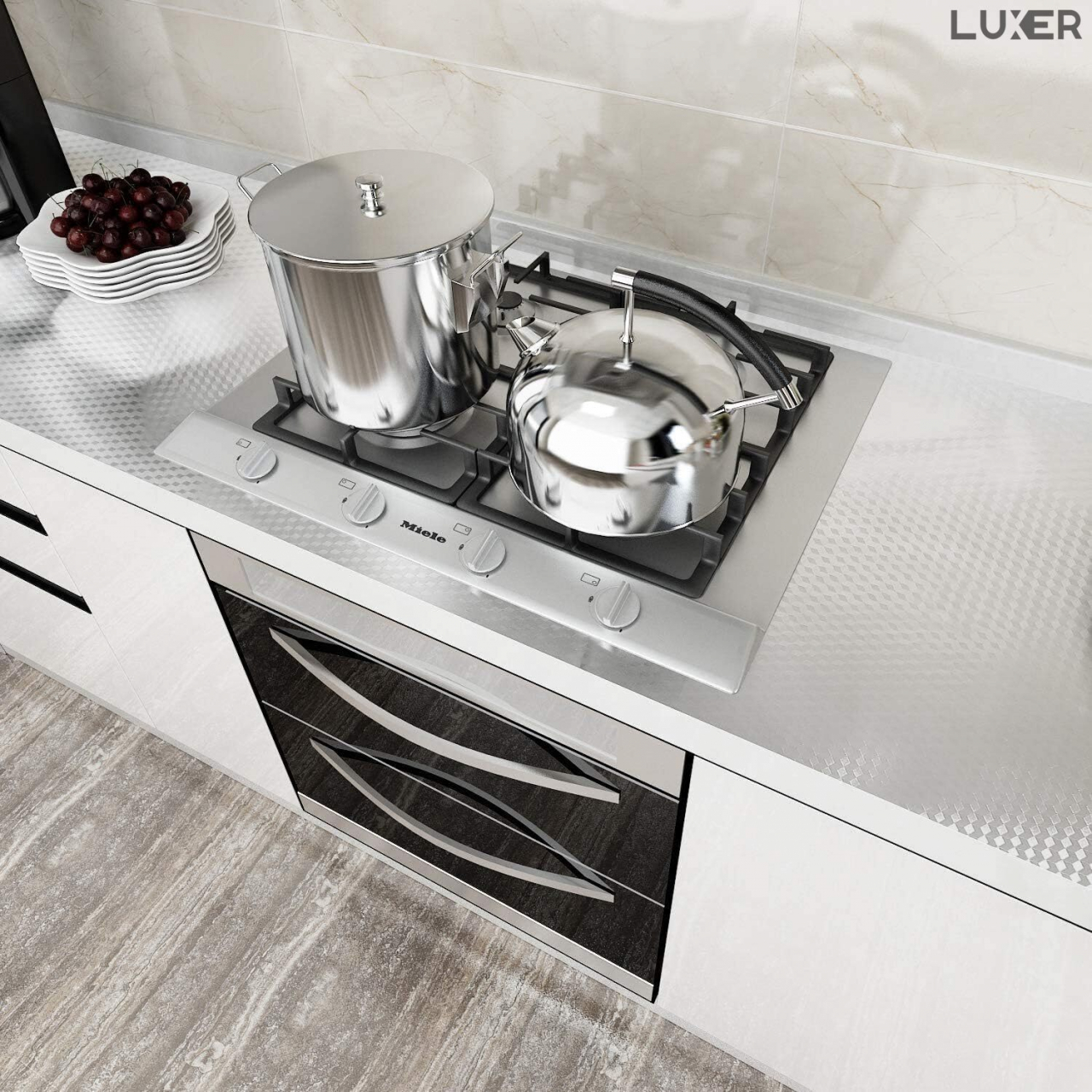 Folie Autoadeziva Pentru Protectie Mobila de Bucatarie Luxer, Model Romburi 3D, Silver, 200x40cm, folie adeziva mobilier bucatarie gradina dedeman leroy merlin brico depot hornbach mathaus pentru masa geam ieftina luxer [9]