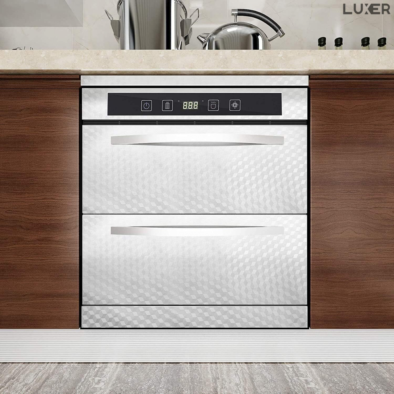 Folie Autoadeziva Pentru Protectie Mobila de Bucatarie Luxer, Model Romburi 3D, Silver, 200x40cm, folie adeziva mobilier bucatarie gradina dedeman leroy merlin brico depot hornbach mathaus pentru masa geam ieftina luxer [13]