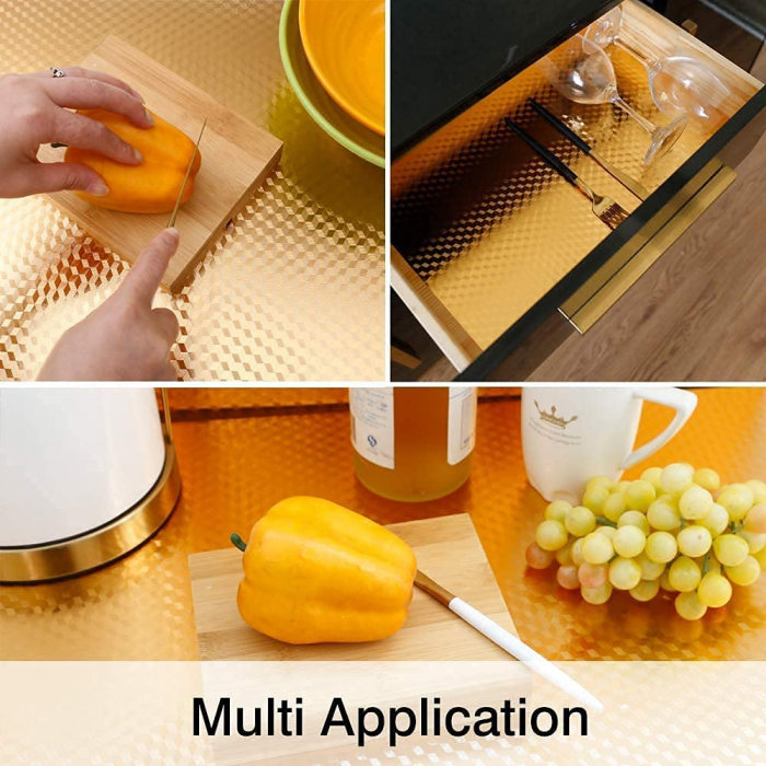 Folie Autoadeziva Pentru Protectie Mobila de Bucatarie Luxer, Model 3D, Gold, 200x40cm, folie adeziva mobilier bucatarie gradina dedeman leroy merlin brico depot hornbach mathaus pentru masa geam ieftina luxer [12]