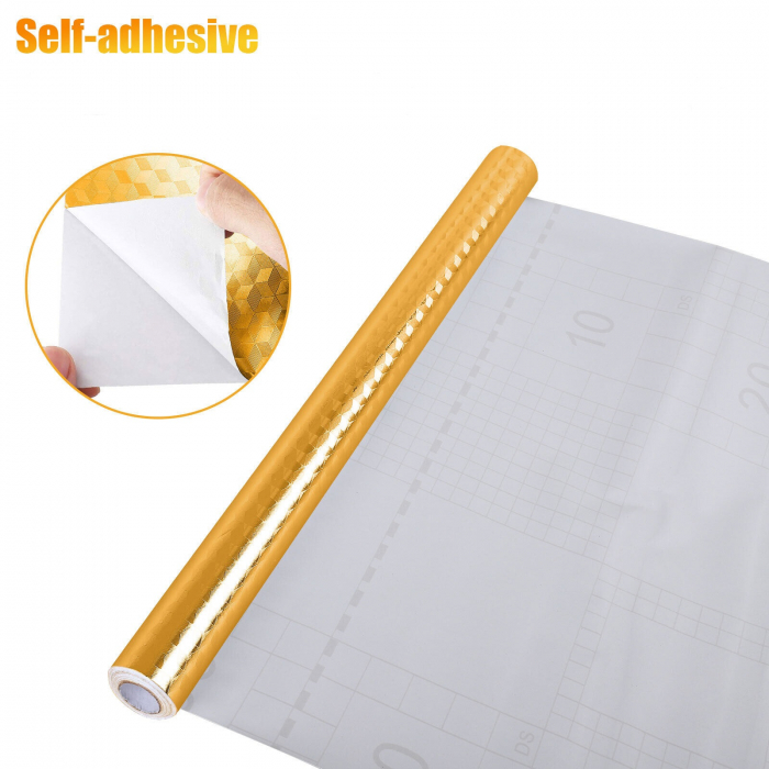 Folie Autoadeziva Pentru Protectie Mobila de Bucatarie Luxer, Model 3D, Gold, 200x40cm, folie adeziva mobilier bucatarie gradina dedeman leroy merlin brico depot hornbach mathaus pentru masa geam ieftina luxer [13]