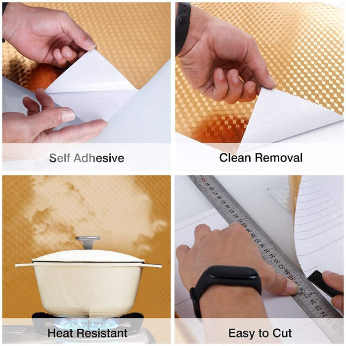 Folie Autoadeziva Pentru Protectie Mobila de Bucatarie Luxer, Model 3D, Gold, 200x40cm, folie adeziva mobilier bucatarie gradina dedeman leroy merlin brico depot hornbach mathaus pentru masa geam ieftina luxer [11]