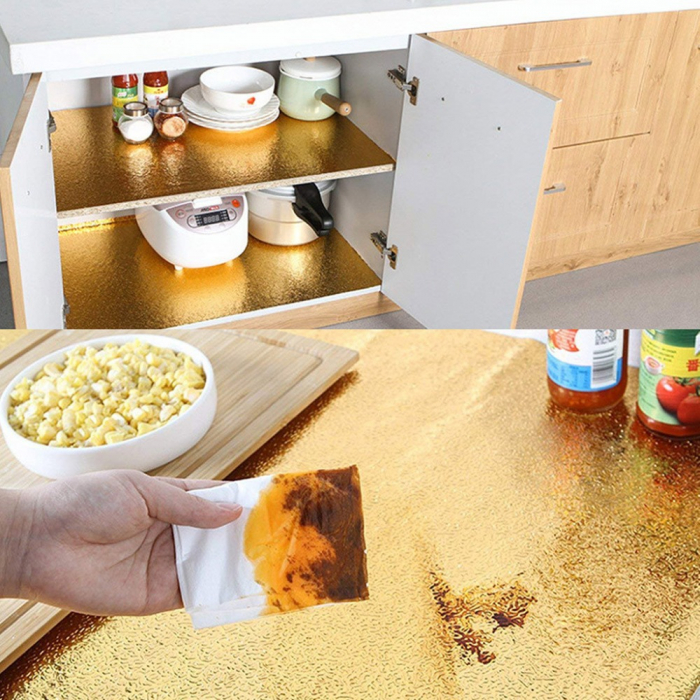 Folie Autoadeziva Pentru Protectie Mobila de Bucatarie Luxer, Model Coaja de Portocala, Gold, 200x40cm, folie adeziva mobilier bucatarie gradina dedeman leroy merlin brico depot hornbach mathaus pentru masa geam ieftina luxer [9]