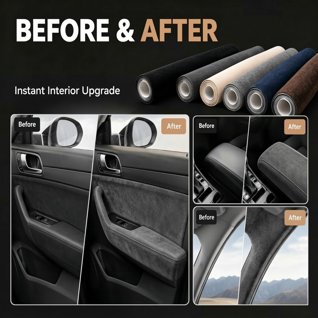 Folie Autoadeziva Piele Intoarsa Ecologica Gri Super Flexibila Interior Auto Rola Mare [3]