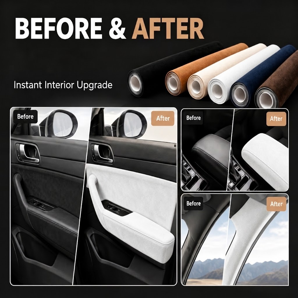 Folie Autoadeziva Piele Intoarsa Ecologica Alba Super Flexibila Interior Auto Rola Mare [5]
