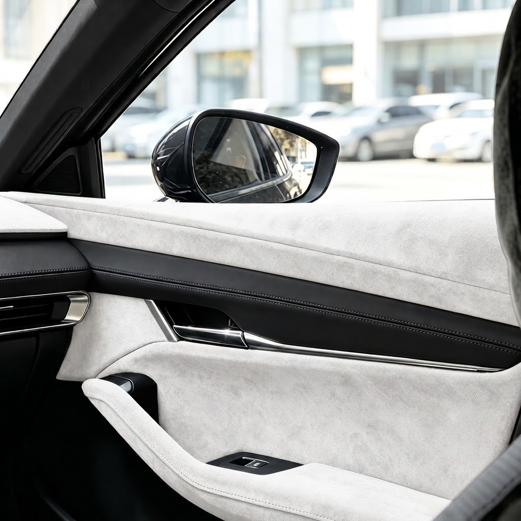 Folie Autoadeziva Piele Intoarsa Ecologica Alba Super Flexibila Interior Auto Rola Mare [4]