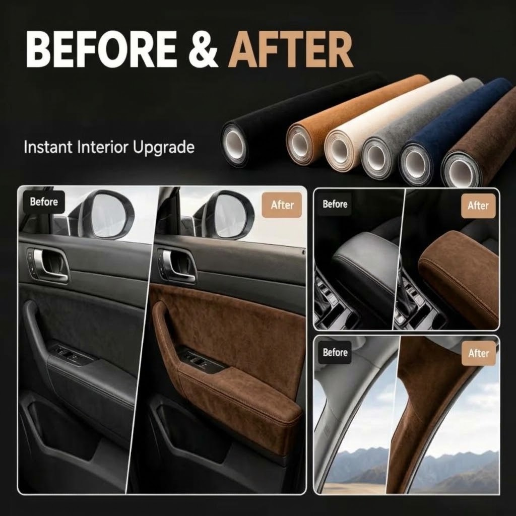 Folie Autoadeziva Piele Intoarsa Ecologica Maro Cafeniu Super Flexibila Interior Auto Rola Mare [6]
