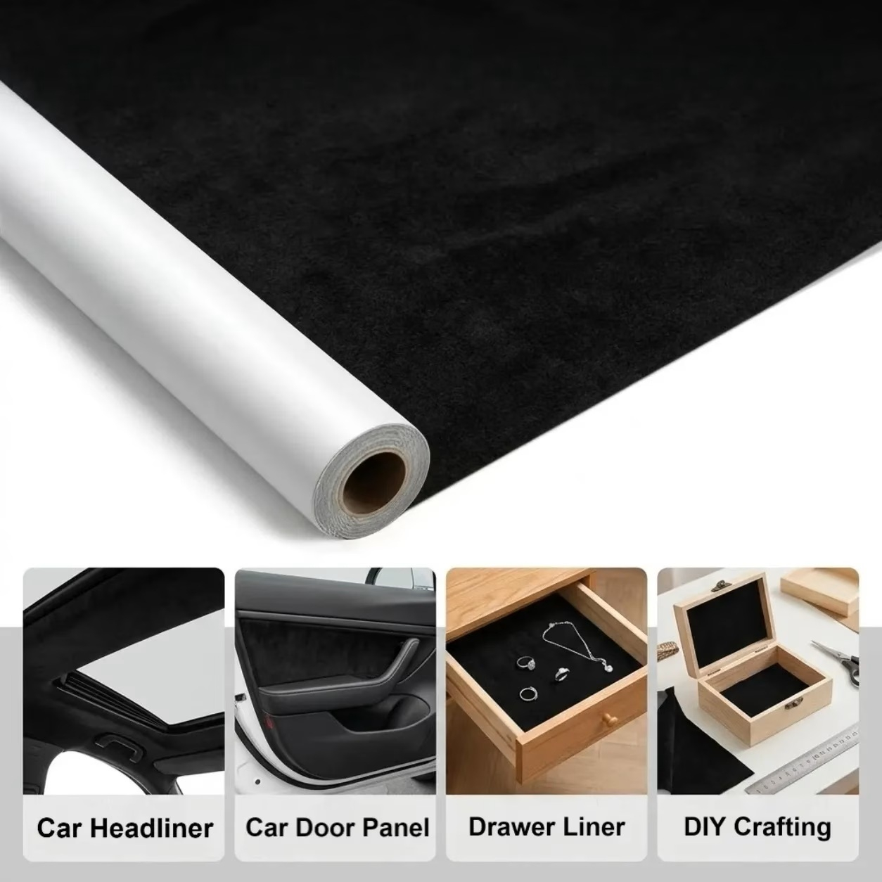 Folie Autoadeziva Piele Intoarsa Ecologica Neagra Super Flexibila Interior Auto Rola Mare [7]