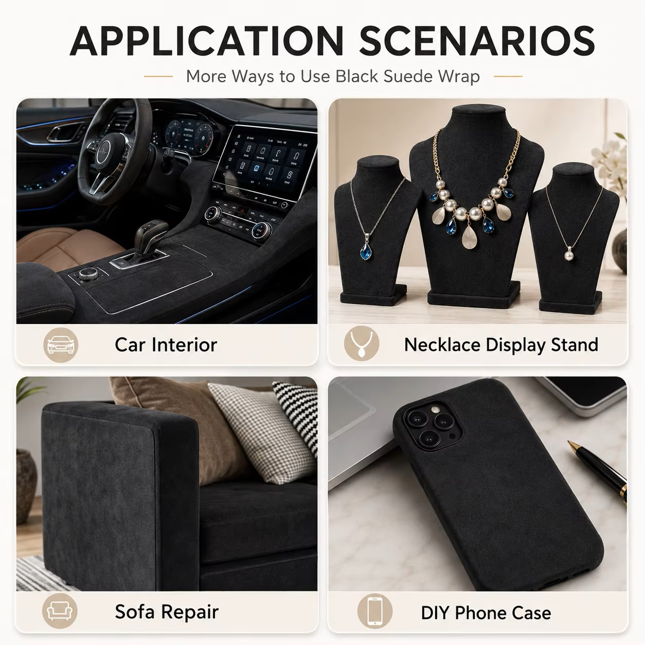 Folie Autoadeziva Piele Intoarsa Ecologica Neagra Super Flexibila Interior Auto Rola Mare [8]