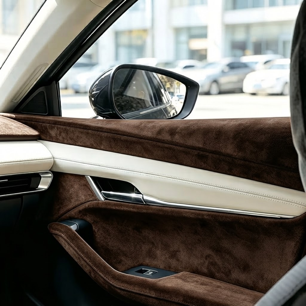 Folie Autoadeziva Piele Intoarsa Ecologica Maro Inchis Super Flexibila Interior Auto Rola Mare [4]