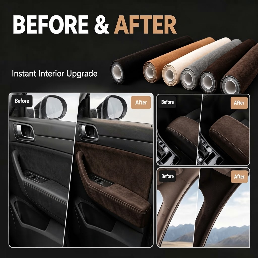 Folie Autoadeziva Piele Intoarsa Ecologica Maro Inchis Super Flexibila Interior Auto Rola Mare [6]