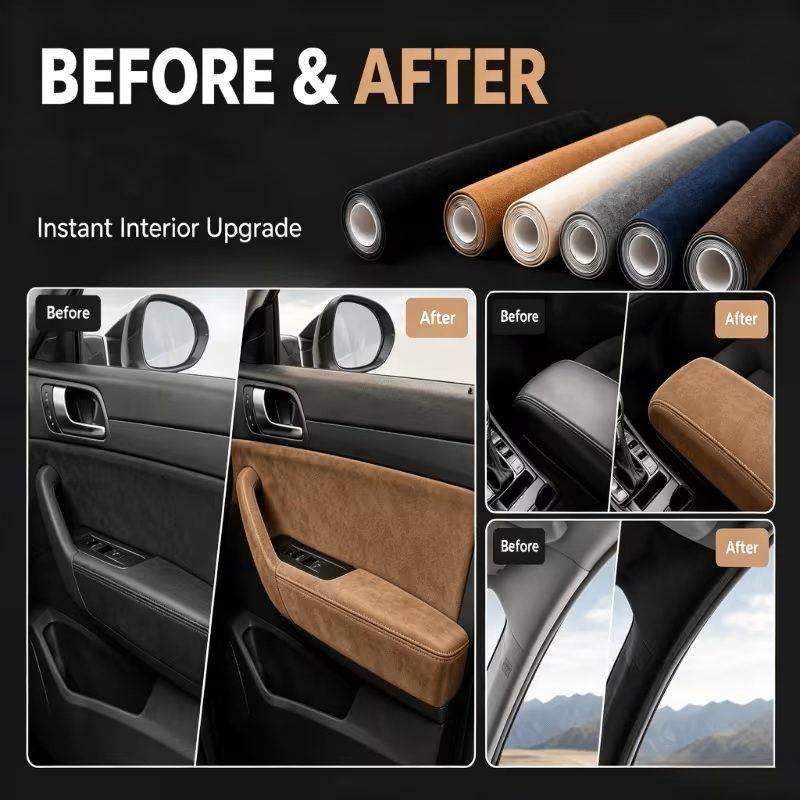 Folie Autoadeziva Piele Intoarsa Ecologica Maro Super Flexibila Interior Auto Rola Mare [7]