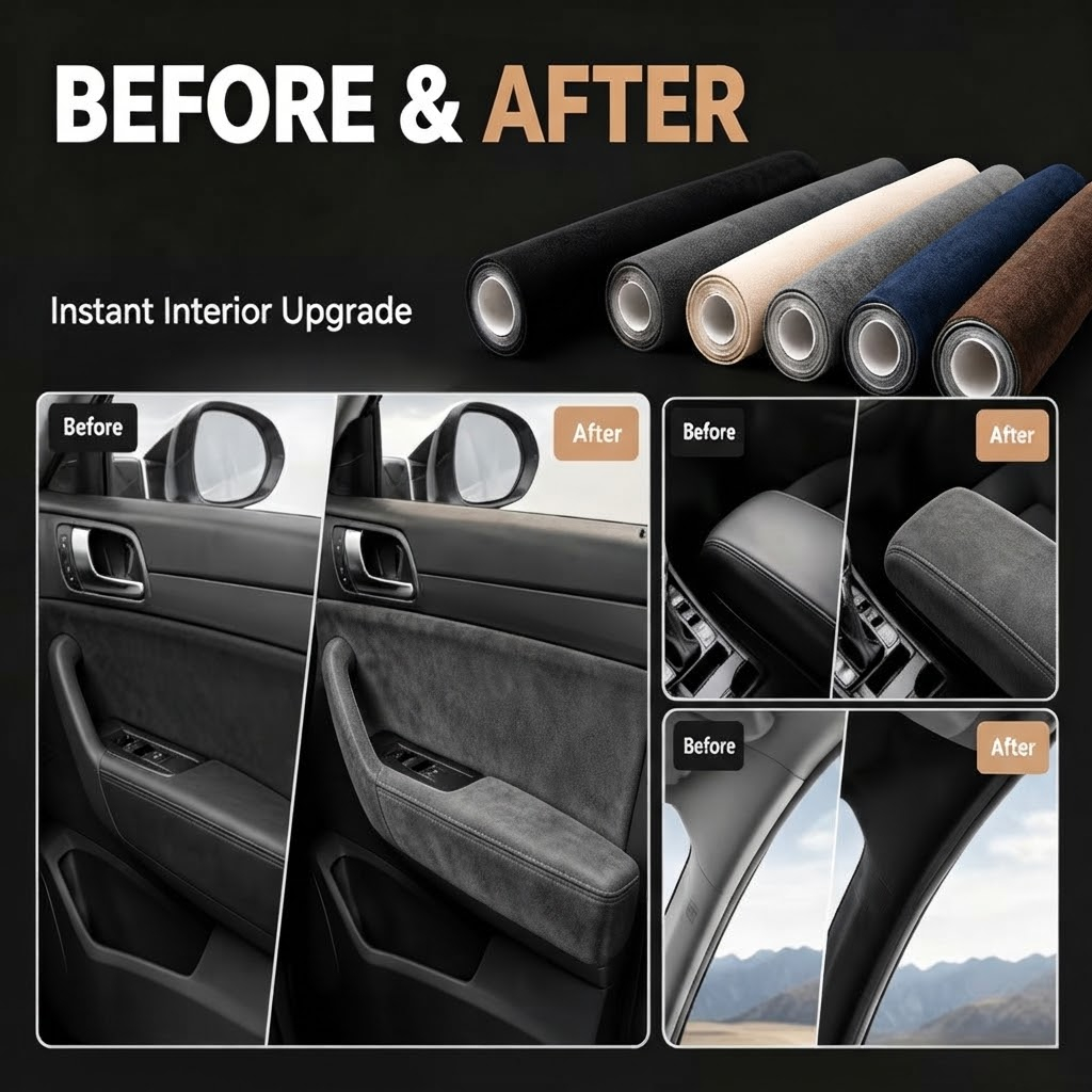 Folie Autoadeziva Piele Intoarsa Ecologica Gri Inchis Super Flexibila Interior Auto Rola Mare [7]