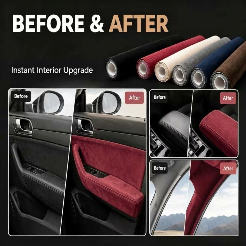 Folie Autoadeziva Piele Intoarsa Ecologica Rosu Visiniu Super Flexibila Interior Auto Rola Mare [5]