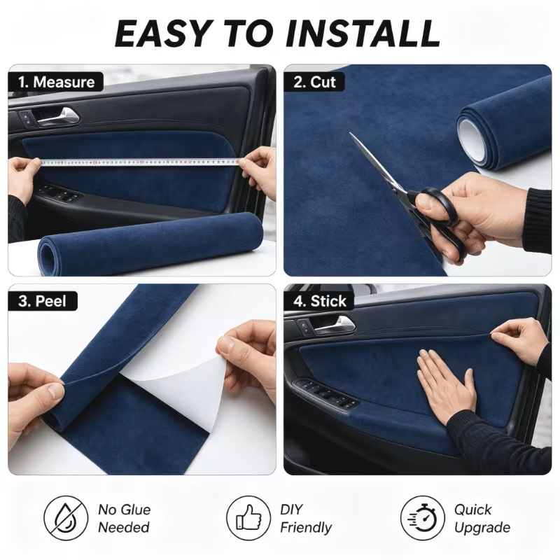 Folie Autoadeziva Piele Intoarsa Ecologica Albastru Inchis Super Flexibila Interior Auto Rola Mare [6]