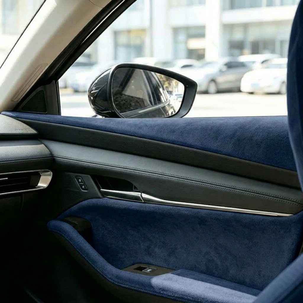 Folie Autoadeziva Piele Intoarsa Ecologica Albastru Inchis Super Flexibila Interior Auto Rola Mare [2]