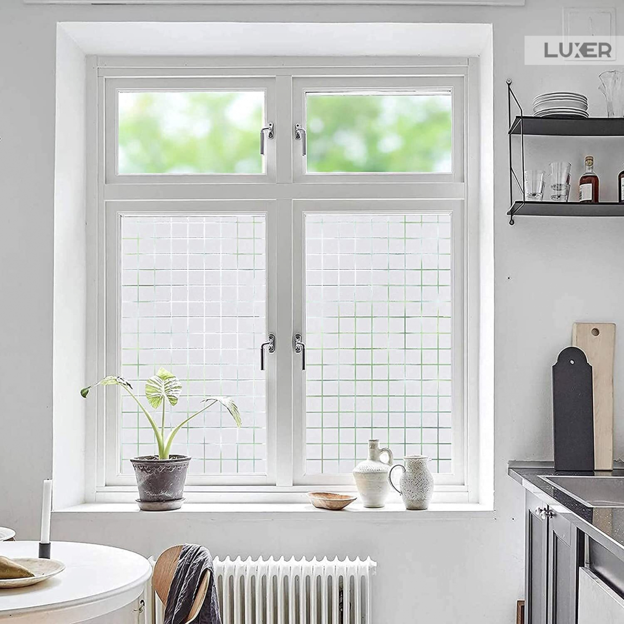Folie Decorativa Privacy Pentru Geamuri - Home&Office, Protectie UV, Model - Square Pattern, Dimensiuni 200x60 cm, Luxer`Folie decorativă privacy Folie pentru geamuri Folie protectie UV Folie geam caramida Folie decorativă pentru geamuri Folie privacy pentru birou Folie pentru home office Folie decorativă Luxer Folie pentru intimitate geamuri Folie decorativă 200x60 cm [6]